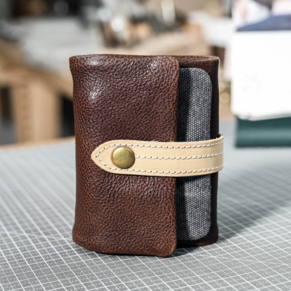 李記 | 原創手工真皮 | 撞色三折い短款簡約錢夾ps142號