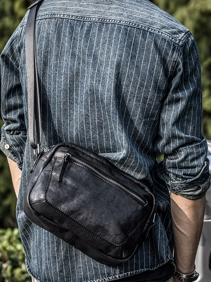 李記 | 原創手工真皮 | 獨特皮面紋理褶皺の斜唄包ps256號