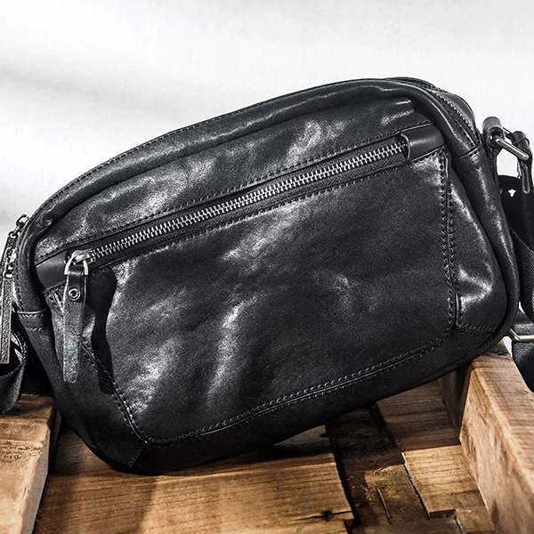 李記 | 原創手工真皮 | 獨特皮面紋理褶皺の斜唄包ps256號