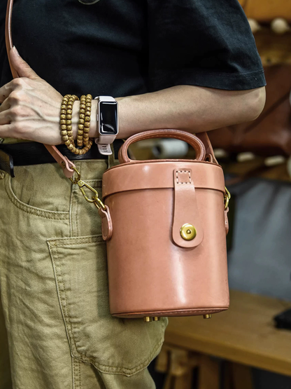 李記 | 原創手工真皮 | 革職グ円筒バ斜唄包ps308號