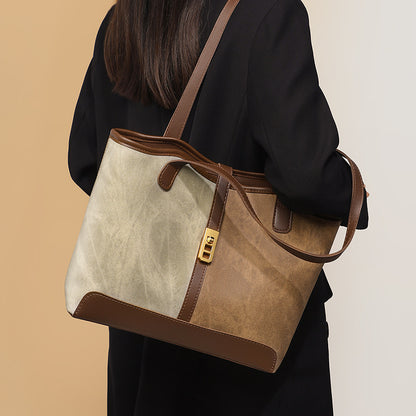 李記 | 原創手工真皮 | 良質て簡潔が繊細拼色の托特包v90778號