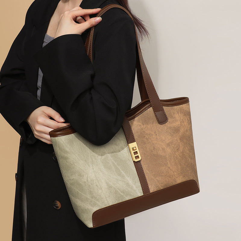 李記 | 原創手工真皮 | 良質て簡潔が繊細拼色の托特包v90778號