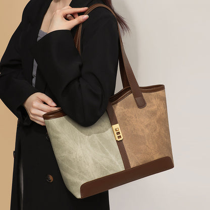 李記 | 原創手工真皮 | 良質て簡潔が繊細拼色の托特包v90778號