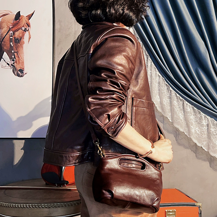 李記 | 原創手工真皮 | 高級簡約が手提斜唄包xh240z號