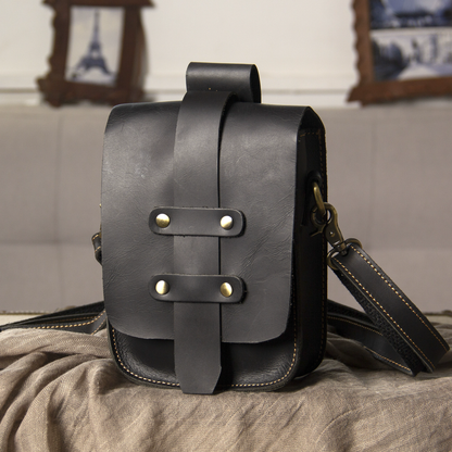 李記 | 原創手工真皮 | 瘋馬皮 腰包 機車小包 斜唄包ys093號