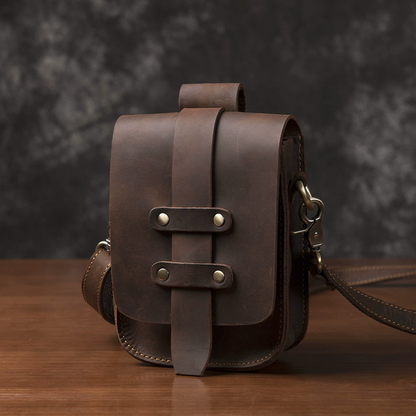 李記 | 原創手工真皮 | 瘋馬皮 腰包 機車小包 斜唄包ys093號