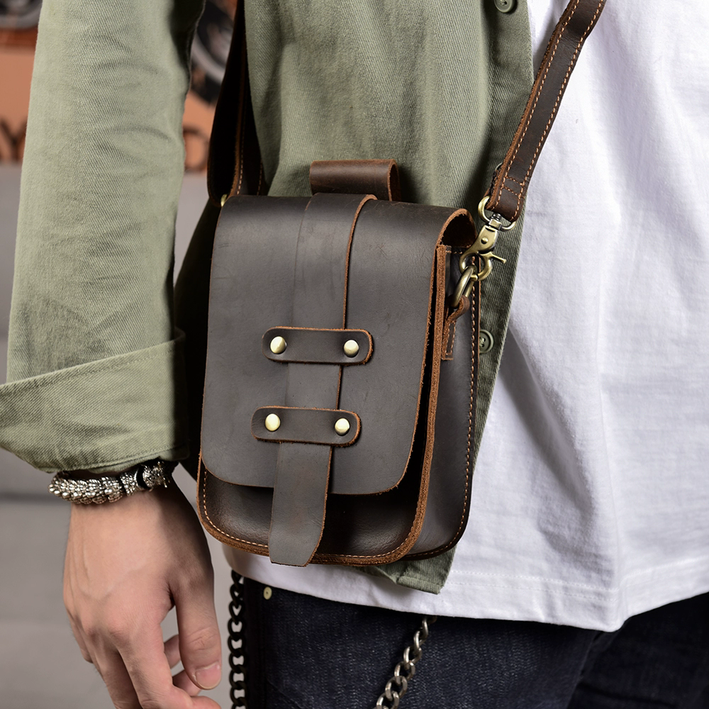 李記 | 原創手工真皮 | 瘋馬皮 腰包 機車小包 斜唄包ys093號