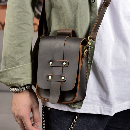 李記 | 原創手工真皮 | 瘋馬皮 腰包 機車小包 斜唄包ys093號