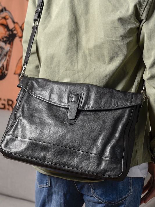 李記 | 原創手工真皮 | 休閒好背大容量の斜唄包ys241號