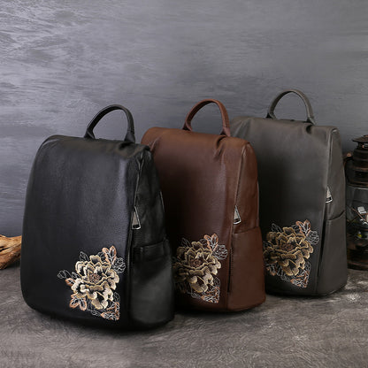 李記 | 原創手工真皮 | 刺繡防盜式後背包z8572號