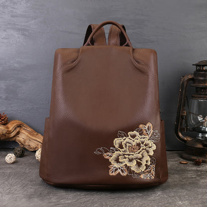 李記 | 原創手工真皮 | 刺繡防盜式後背包z8572號