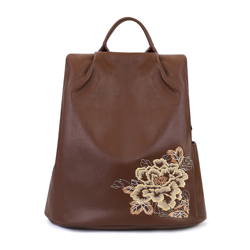 李記 | 原創手工真皮 | 刺繡防盜式後背包z8572號