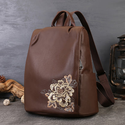 李記 | 原創手工真皮 | 刺繡防盜式後背包z8572號