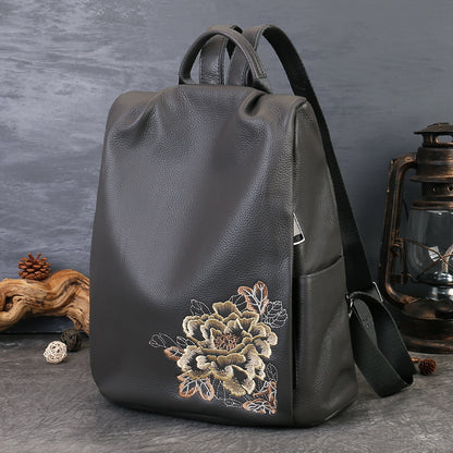 李記 | 原創手工真皮 | 刺繡防盜式後背包z8572號