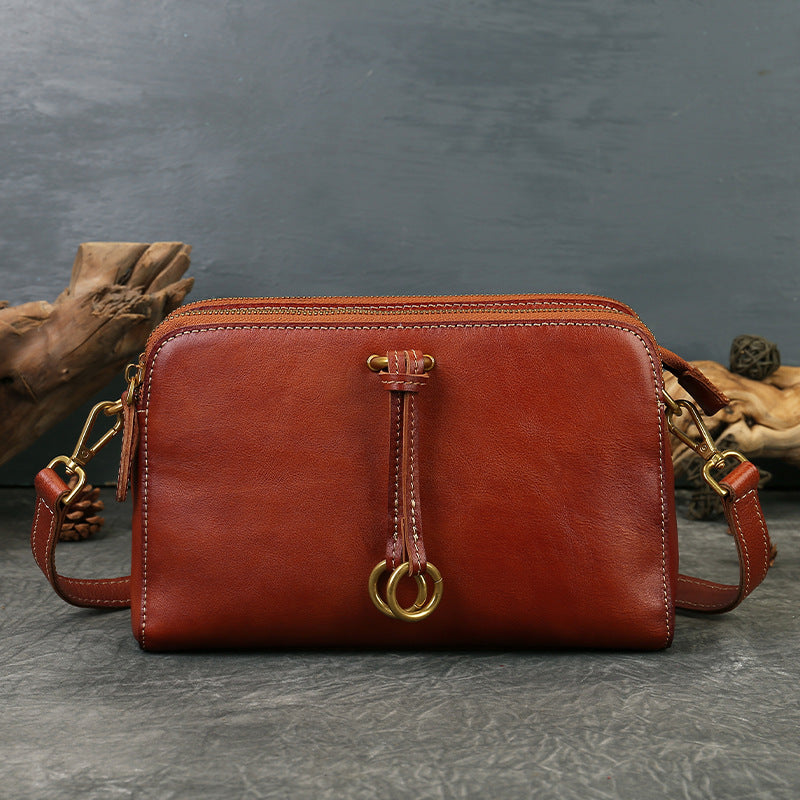 李記 | 原創手工真皮 | 三隔層い復古純皮斜唄包z9049號