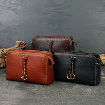 李記 | 原創手工真皮 | 三隔層い復古純皮斜唄包z9049號