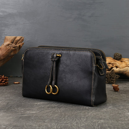 李記 | 原創手工真皮 | 三隔層い復古純皮斜唄包z9049號