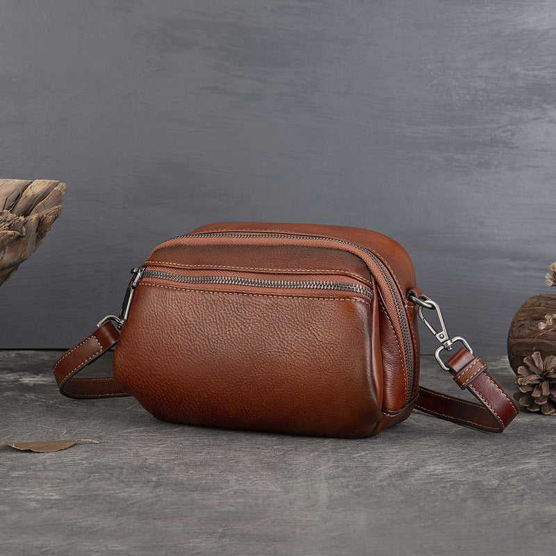 李記 | 原創手工真皮 | 歐美復古で擦色が休閒小圓包z9097號