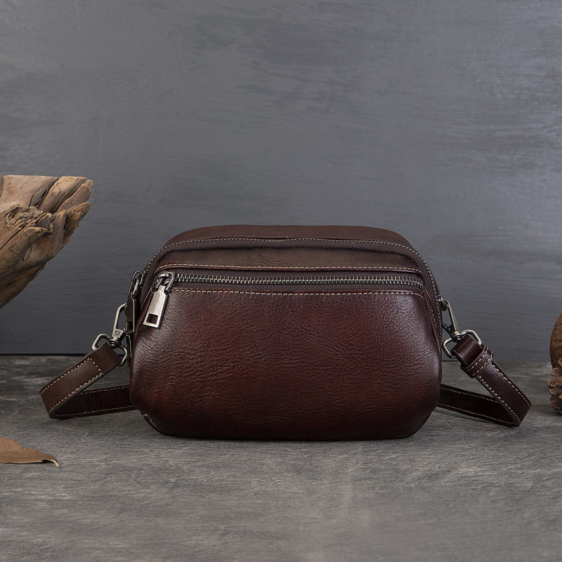 李記 | 原創手工真皮 | 歐美復古で擦色が休閒小圓包z9097號