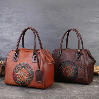 李記 | 原創手工真皮 | 大容量壓花圖騰の斜唄包zl3772號