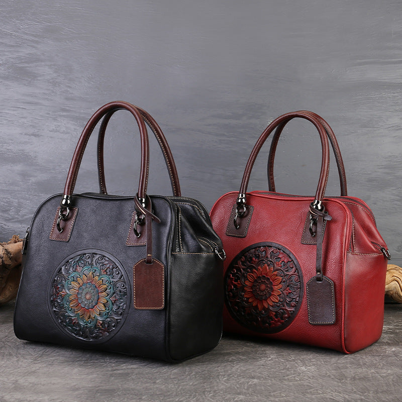 李記 | 原創手工真皮 | 大容量壓花圖騰の斜唄包zl3772號