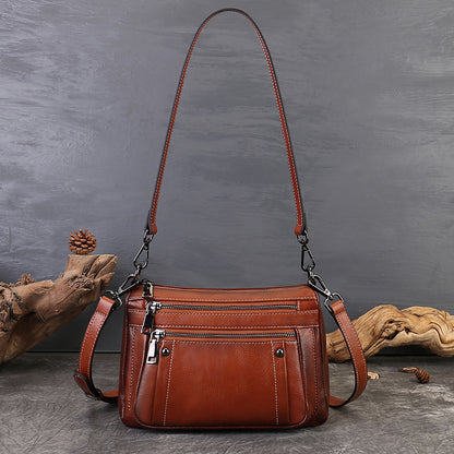 李記 | 原創手工真皮 | 植鞣皮~多層拉鏈の斜唄包zl3773號