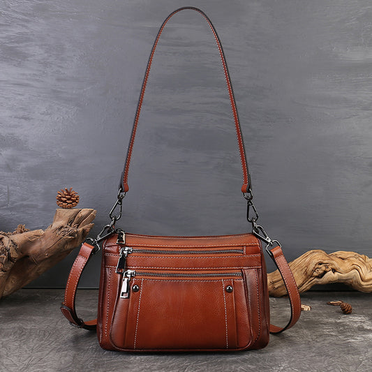 李記 | 原創手工真皮 | 植鞣皮~多層拉鏈の斜唄包zl3773號