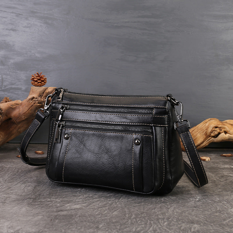 李記 | 原創手工真皮 | 植鞣皮~多層拉鏈の斜唄包zl3773號