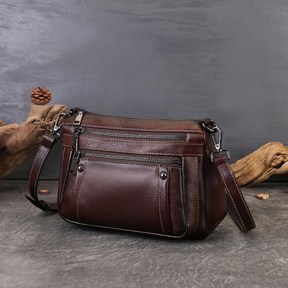 李記 | 原創手工真皮 | 植鞣皮~多層拉鏈の斜唄包zl3773號