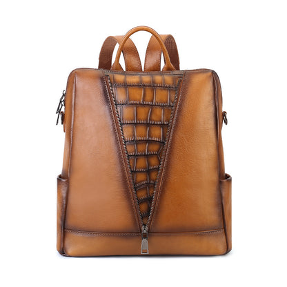 李記 | 原創手工真皮 | 復古植鞣皮の個性壓紋後背包zl8114號