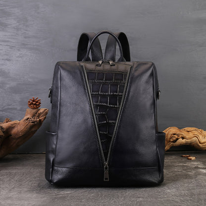 李記 | 原創手工真皮 | 復古植鞣皮の個性壓紋後背包zl8114號