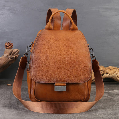 李記 | 原創手工真皮 | 頭層牛皮の翻蓋後背包zl8115號