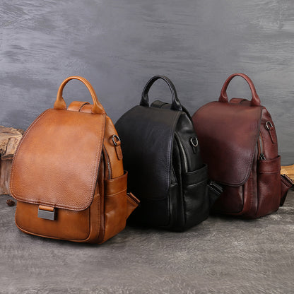 李記 | 原創手工真皮 | 頭層牛皮の翻蓋後背包zl8115號