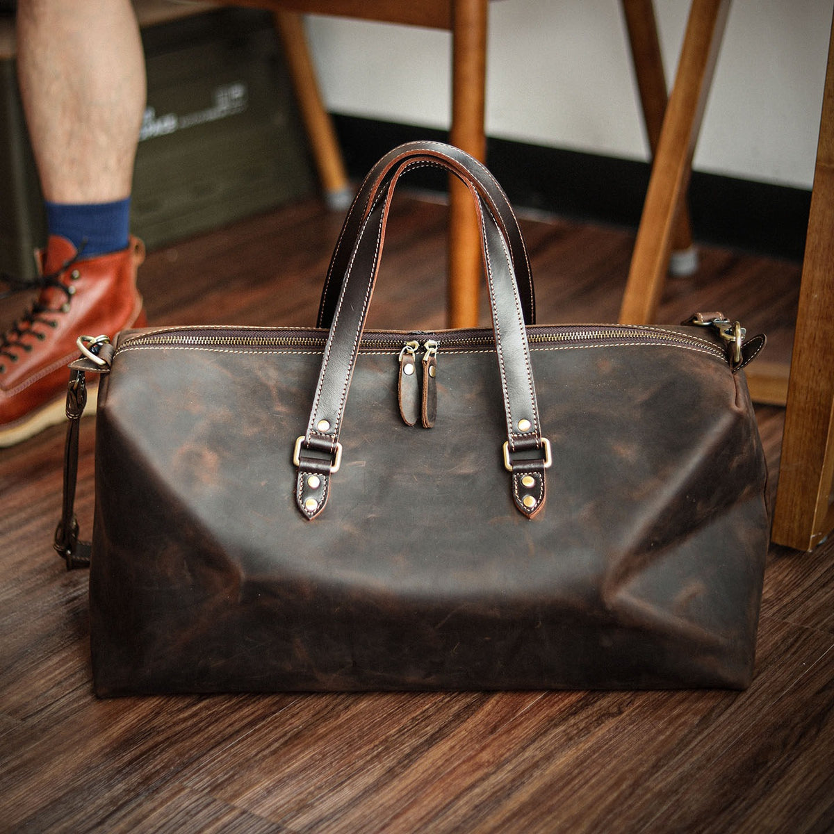 李記 | 原創手工真皮 | 手提肩背兩用・差旅大包zy467號