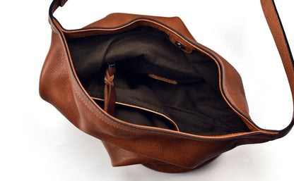 Li Ji | Original handmade leather | Soft leather bucket bag [oil edge] No. 8089