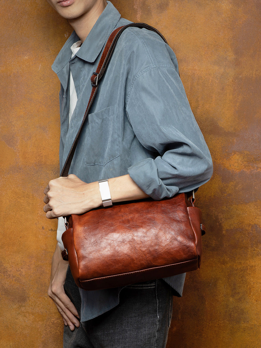 李記 | 原創手工真皮 | 牛革 橫款橢筒包 3930號