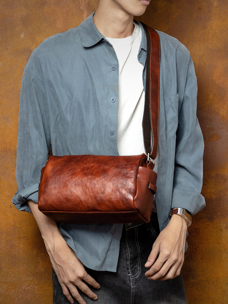 李記 | 原創手工真皮 | 牛革 橫款橢筒包 3930號