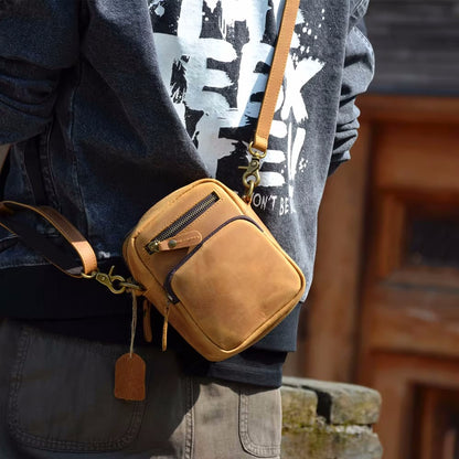 Li Ji | Original handmade genuine leather | ミニ compartment small bag waist shoulder bag No. 4012 