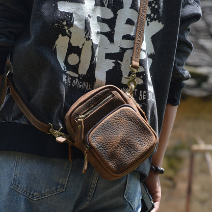 Li Ji | Original handmade genuine leather | ミニ compartment small bag waist shoulder bag No. 4012 