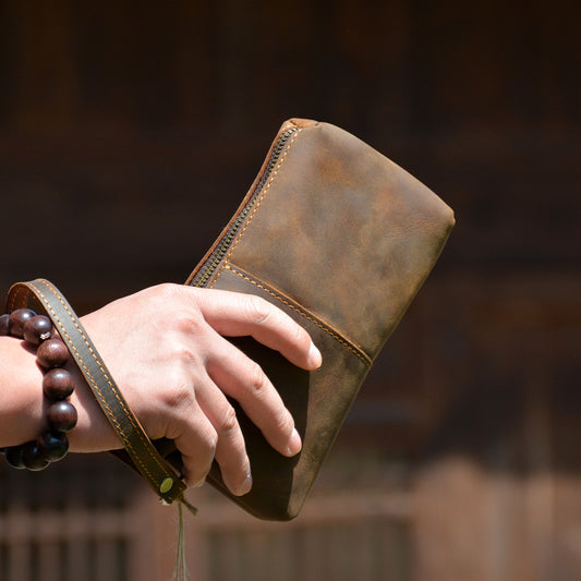 李記 | 原創手工 | 長款錢夾 簡約手抓包 5800號