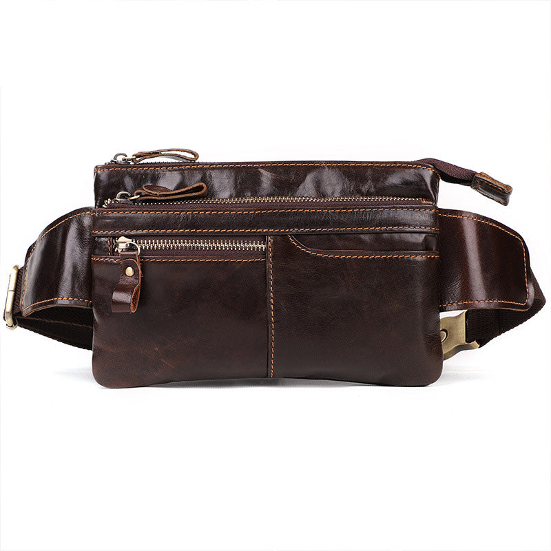 台灣李記皮具 頭層牛皮 戶外騎行 單肩包 多功能真皮腰包 李記皮革 李記皮具 李記手工真皮 李記原創手工真皮 李記皮件