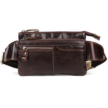 台灣李記皮具 頭層牛皮 戶外騎行 單肩包 多功能真皮腰包 李記皮革 李記皮具 李記手工真皮 李記原創手工真皮 李記皮件