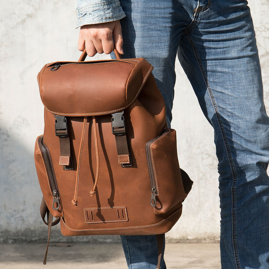 李記 | 原創手工 | 韓風真皮 雙肩包 7533號