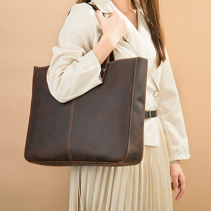 李記 | 原創手工真皮 | 中性款 頭層牛皮 大托特包 8009號