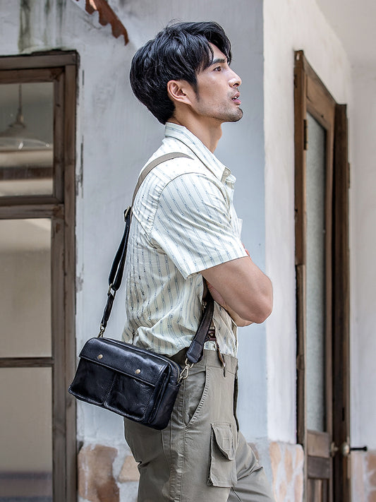 李記 | 原創真皮手工 | 復古風8吋 郵差包  HB75169-1號
