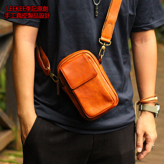 Li Ji | Original leather handmade | Japanese small crossbody bag vertical style XB-0239 