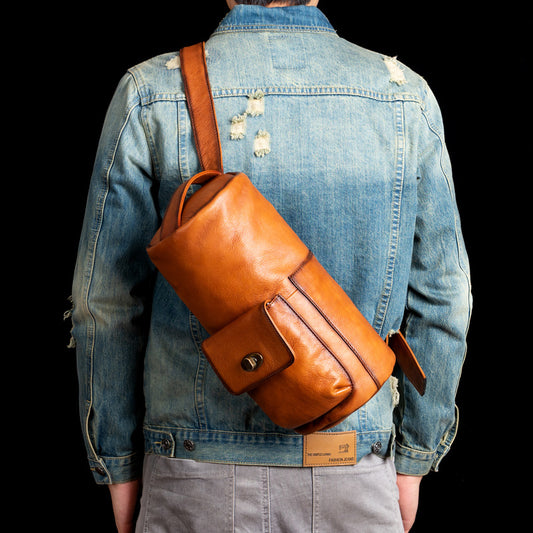 李記 | 原創手工 | 牛革樹膏皮 ins挎桶包 13378F號