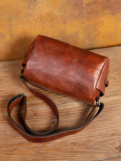 李記 | 原創手工真皮 | 牛革 橫款橢筒包 3930號