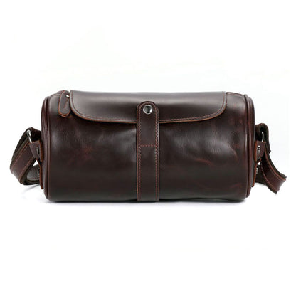 Li Ji | Original leather handmade | Cylindrical small shoulder bag for men and women No. 1407 