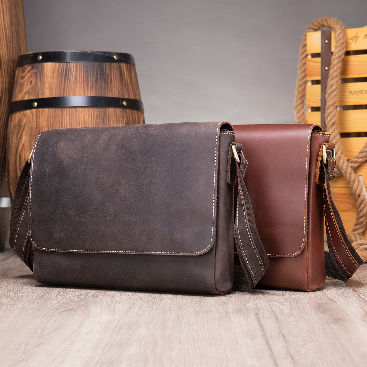 李記 | 原創真皮手工 | 基礎復古old school郵差包 6011號